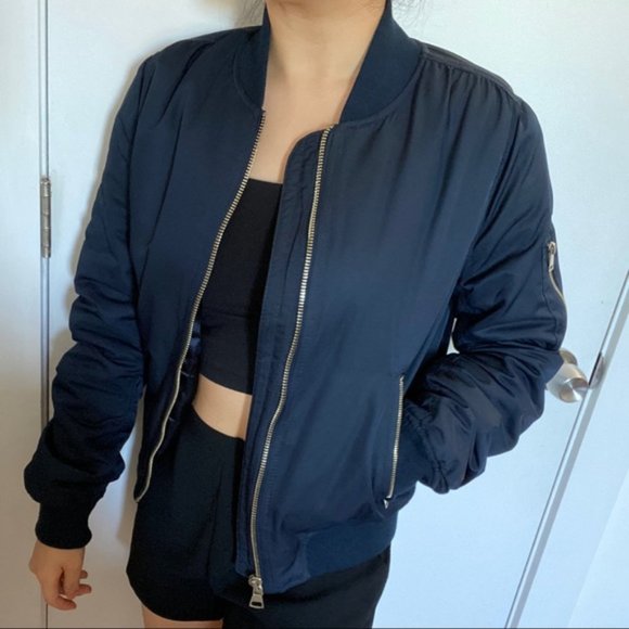 Navy TOPSHOP bomber - Picture 2 of 4
